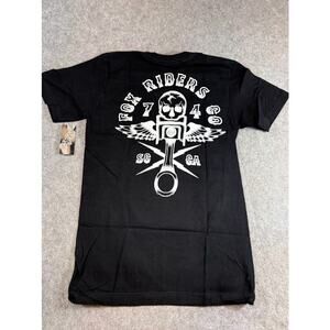 Fox Racing Riders Skull Piston Winged Shirt Mens Small Black Biker Moto Y2K NWT